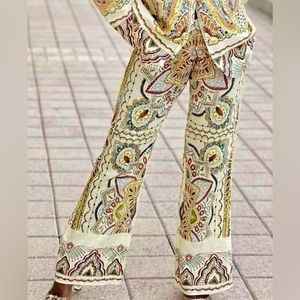 Rare NWT Zara Multicolor Print Linen Trousers